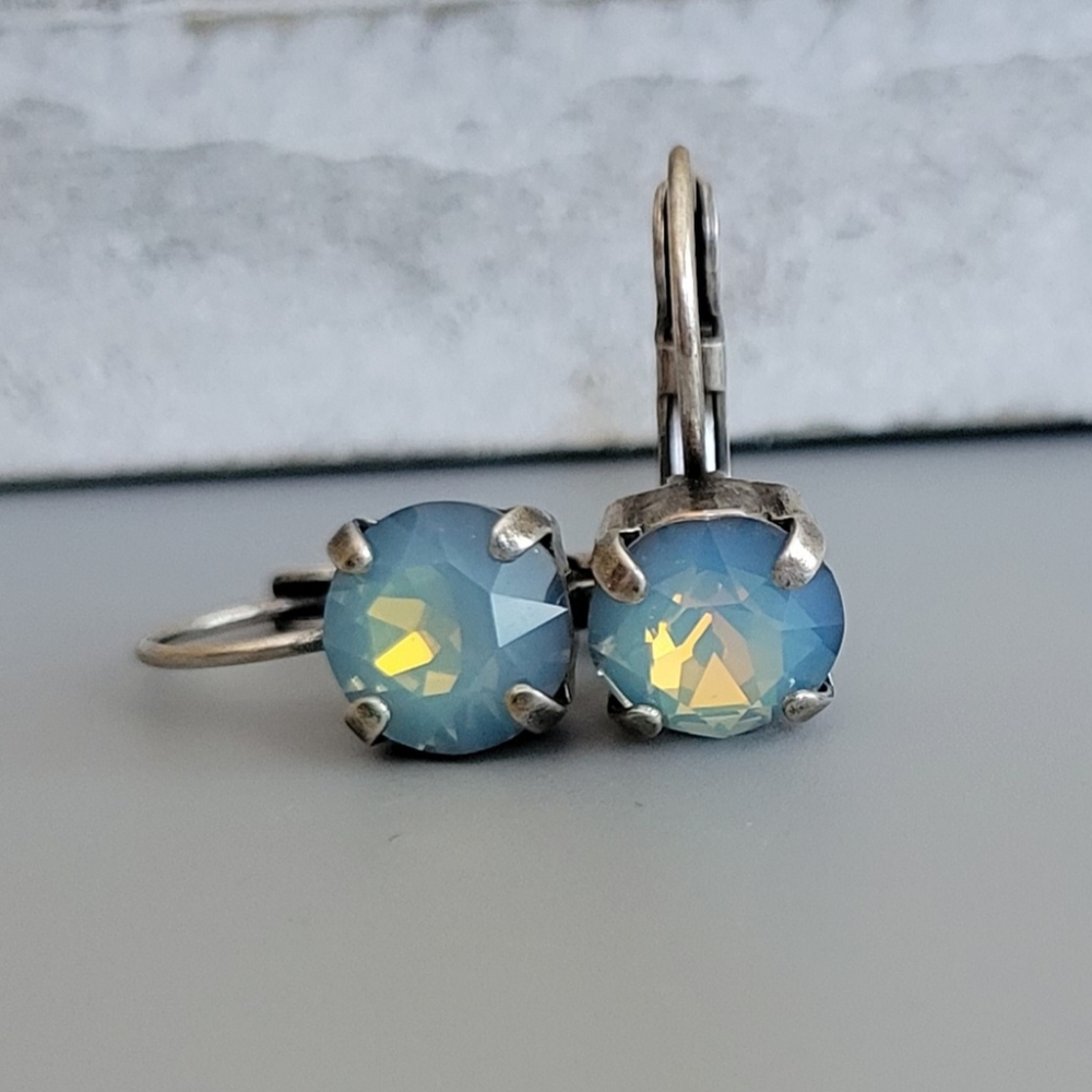 Austrian Crystal Earrings in Antique Silver